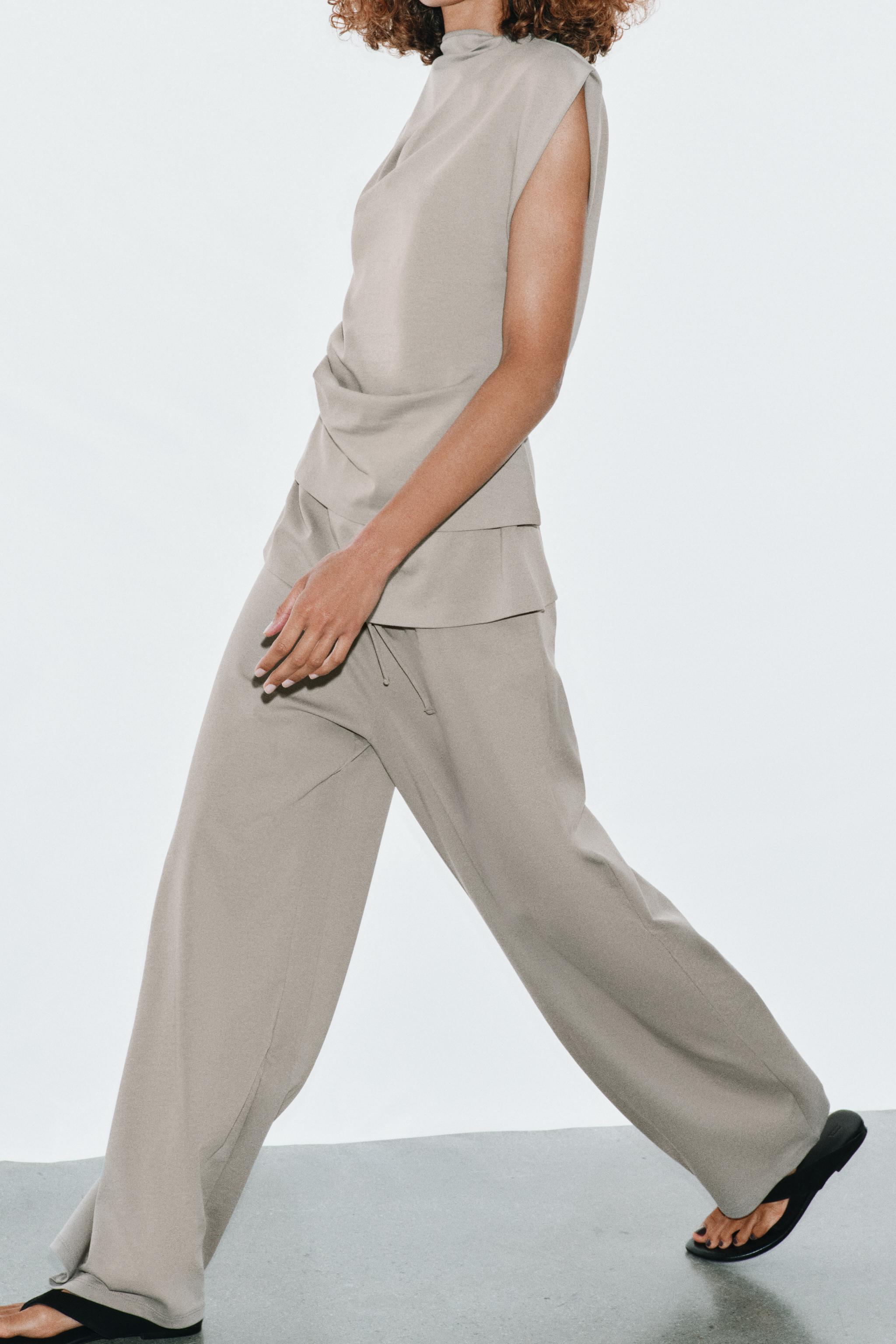 PANTALON EN COTON ÉPAIS AVEC CEINTURE LARGE